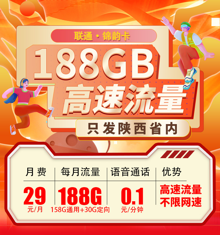 联通锦韵卡29元188G流量  第1张
