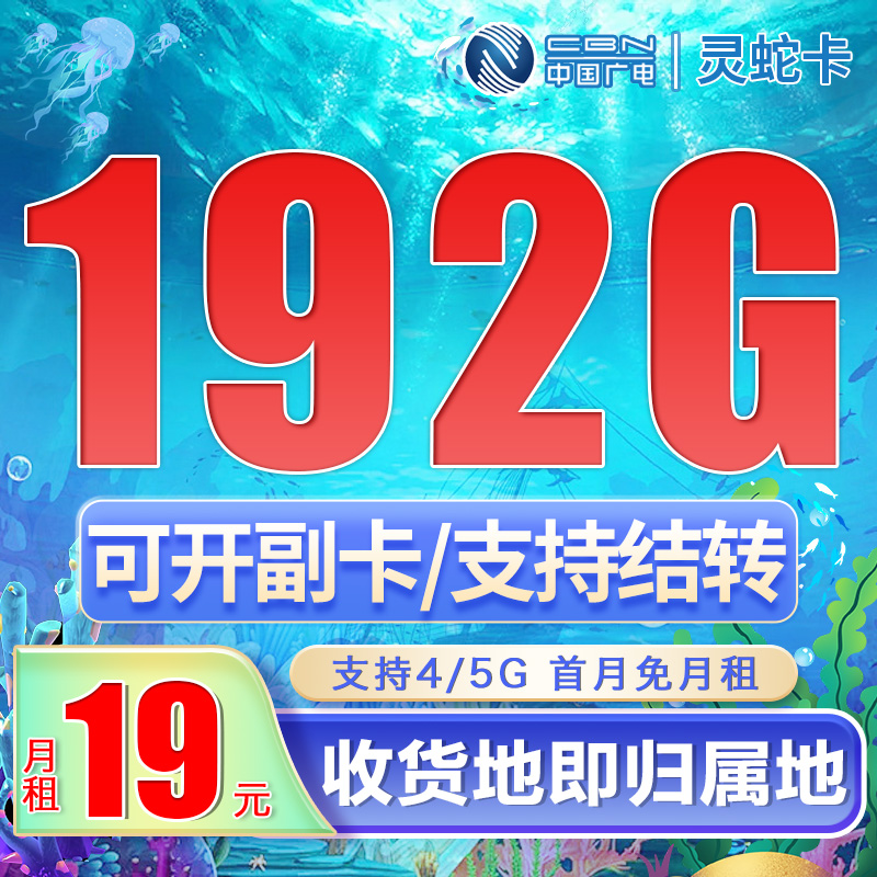 广电灵蛇卡19元192G通用流量